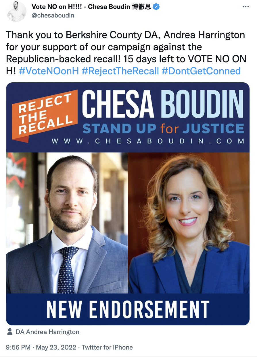 Chesa Boudin tweet